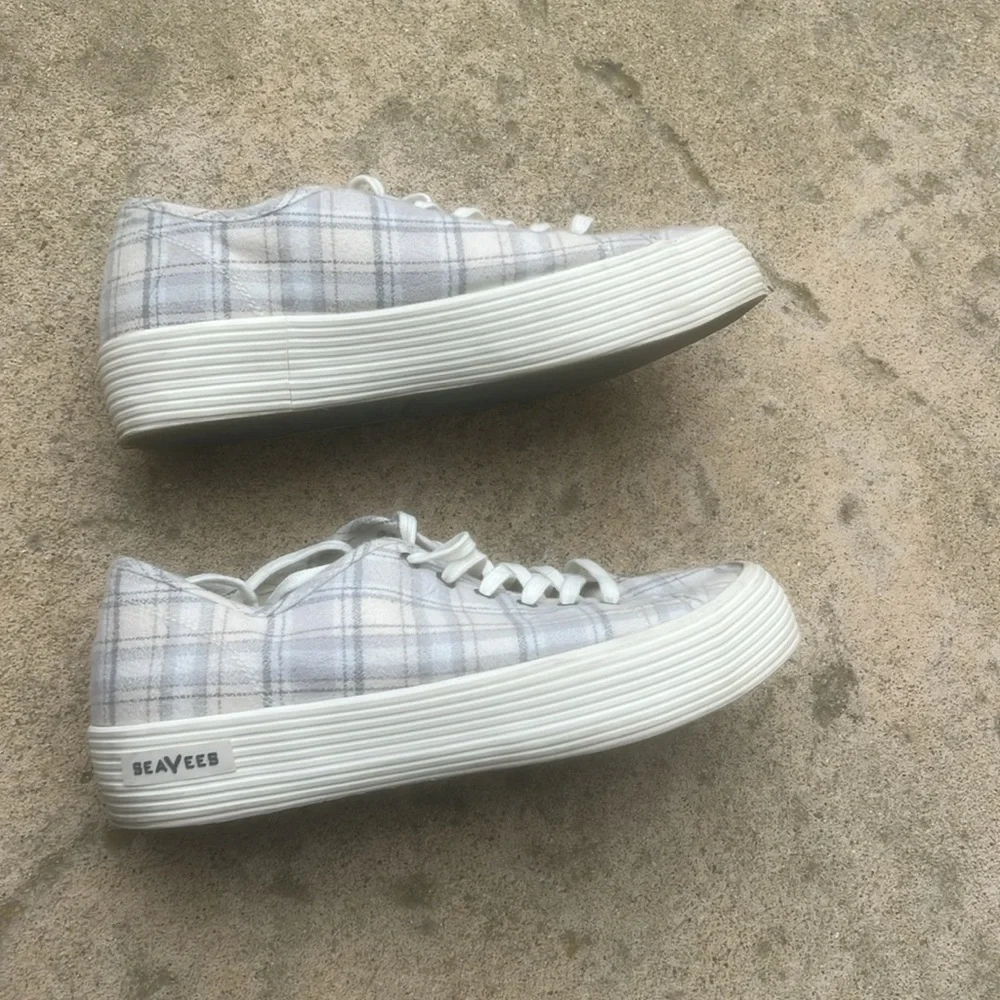 Seavees Women's Monterey Platform Dove Plaid Flannel Sneakers Women's Size 10